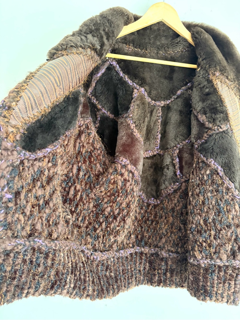 Art To Wear Patchwork Jacket Faux Fur Whimsigoth Dark Fairycore L - Picture 7 of 10